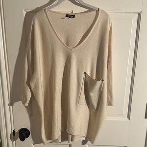 Kerisma Beige V-Neck Sweater with Pocket